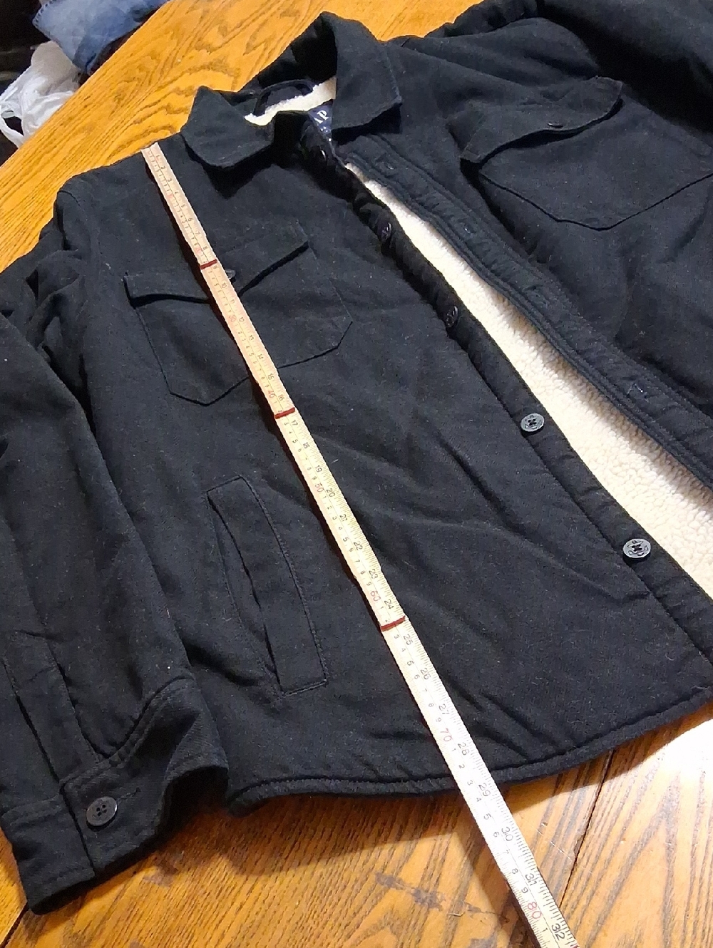 GAP JACKET COAT XL Mens Shacket BLACK Preowned LINED Jean Used DENIM Warm Thick
